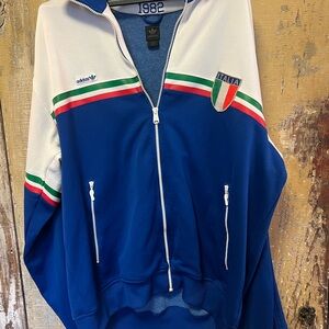 ADIDAS ITALY 80s RETRO FOOTBALL SOCCER TRACK JACKET ADIDAS VINTAGE sz 2XLMEN